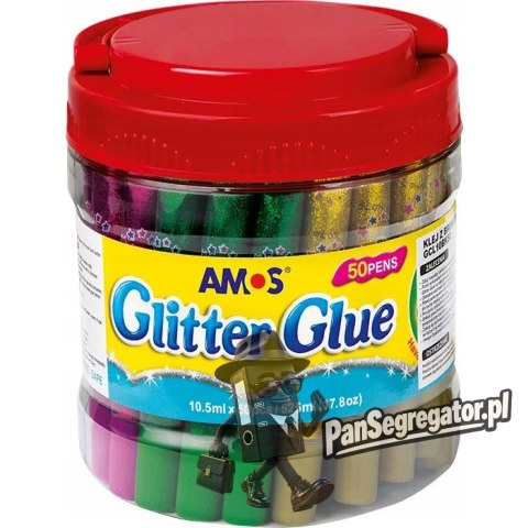 Klej z brokatem AMOS GCL10BK50 10.5ml 6kol-50sztuk w wiaderku 170-2220