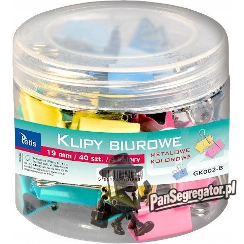 Klipy kolorowe 19mm 40szt. GK002-B TETIS