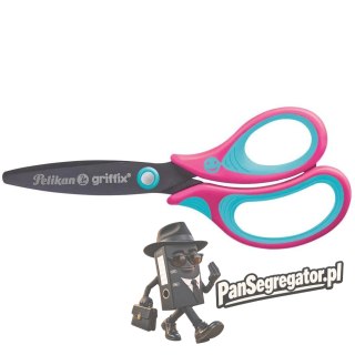 Nożyczki Griffix ergonomiczne 14cm zaokrąglone różowe 819114 PELIKAN
