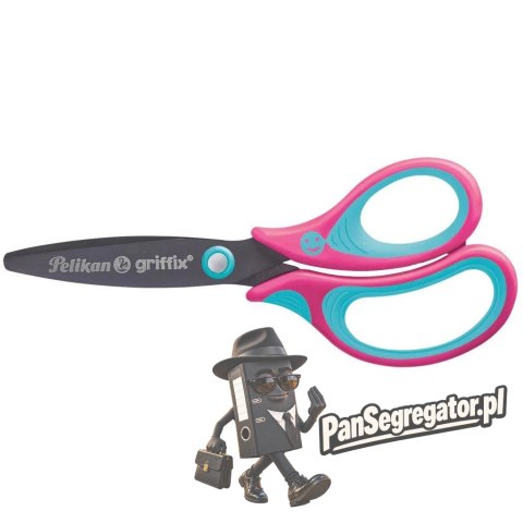Nożyczki Griffix ergonomiczne 14cm zaokrąglone różowe 819114 PELIKAN