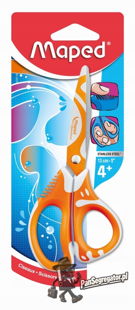 Nożyczki szkolne Zenoa Fit asymetryczne 13cm Blister 670110 MAPED