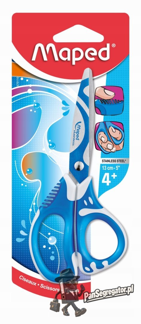 Nożyczki szkolne Zenoa Fit asymetryczne 13cm Blister 670110 MAPED
