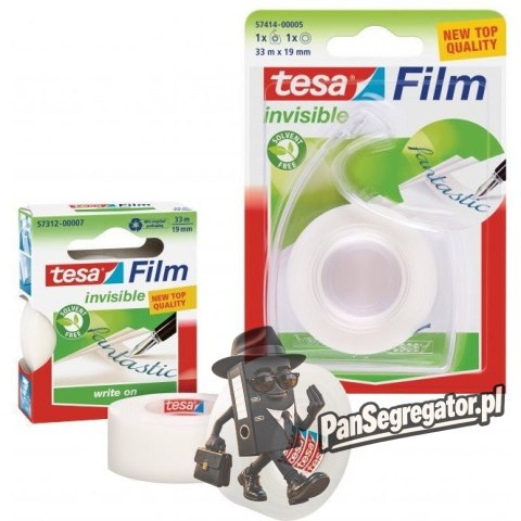Taśma biurowa TESAfilm INVISIBLE 19x33m+Dyspenser Easy Cut 57414-00005