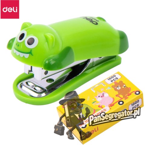 Zszywacz do 15 kartek zszywki 10 krokodyl zielony E0452 GREEN DELI