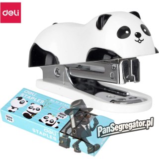 Zszywacz do 15 kartek zszywki 10 panda biały E0453 DELI