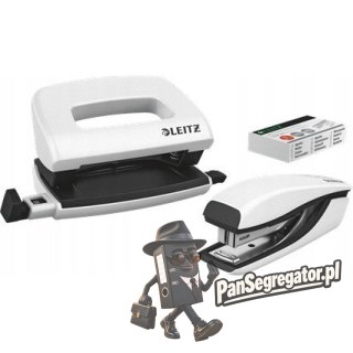 Zszywacz + dziurkacz LEITZ WOW mini 10 kartek biały metalik 55612001