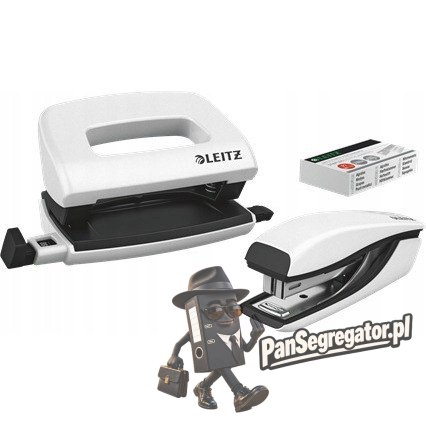 Zszywacz + dziurkacz LEITZ WOW mini 10 kartek biały metalik 55612001