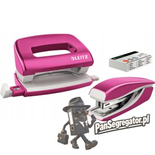 Zszywacz + dziurkacz LEITZ WOW mini 10 kartek różowy metalik 55612023