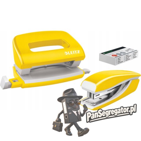 Zszywacz + dziurkacz LEITZ WOW mini 10 kartek żółty metalik 55612016