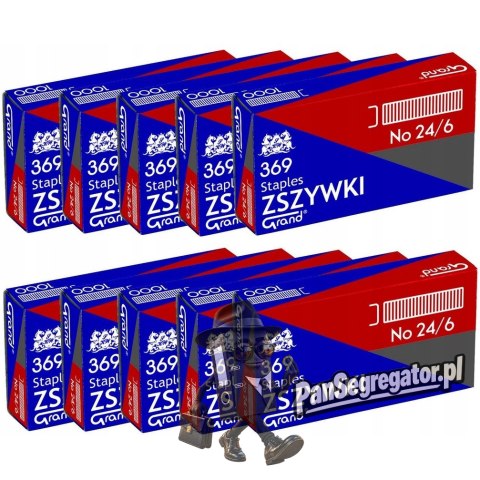 Zszywki biurowe 24/6 369 (10 paczek x 1000 sztuk) do zszywaczy 110-1388 GRAND