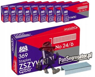 Zszywki biurowe 24/6 369 (10 paczek x 1000 sztuk) do zszywaczy 110-1388 GRAND