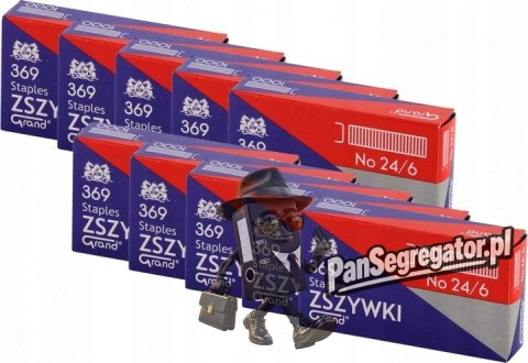 Zszywki biurowe 24/6 369 (10 paczek x 1000 sztuk) do zszywaczy 110-1388 GRAND