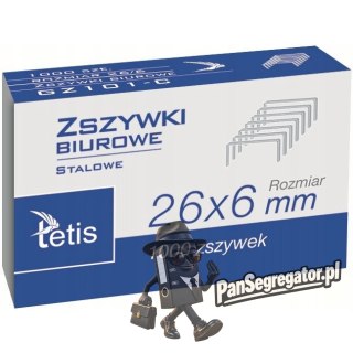 Zszywki biurowe 26/6 1000szt. GZ101-C TETIS