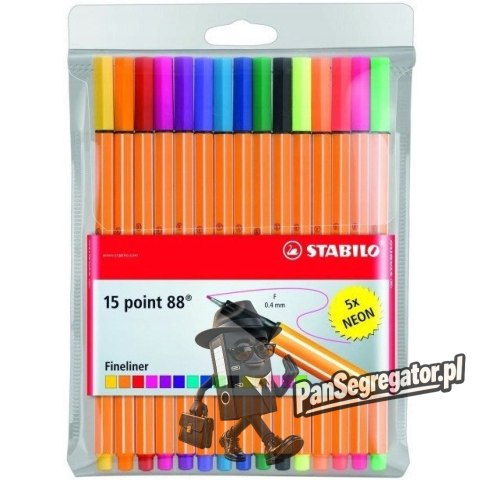 Cienkopis STABILO point 88 komplet 15szt. w tym 5 neonowych 8815-1