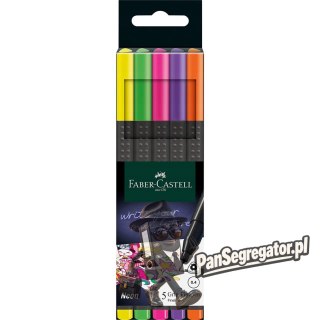 Cienkopisy GRIP 5 kolorów neonowych 151603 FABER-CASTELL