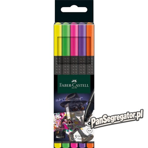 Cienkopisy GRIP 5 kolorów neonowych 151603 FABER-CASTELL