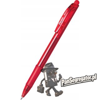 Długopis automatyczny WOW BK417/B czerwony PENTEL z gumowym uchwytem