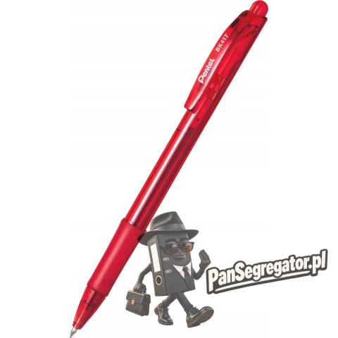 Długopis automatyczny WOW BK417/B czerwony PENTEL z gumowym uchwytem