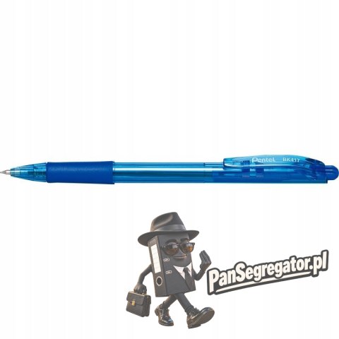 Długopis automatyczny niebieski WOW BK417/C z gumowym uchwytem ergonomiczny PENTEL