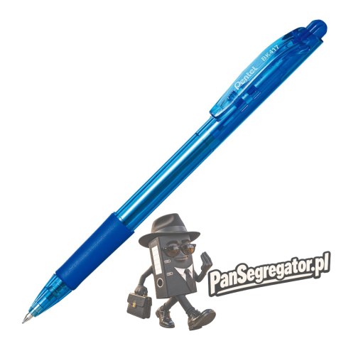 Długopis automatyczny niebieski WOW BK417/C z gumowym uchwytem ergonomiczny PENTEL