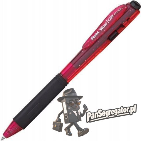 Długopis żelowy WOW K437CR/B czerwony pstryk.gum.uchwyt PENTEL