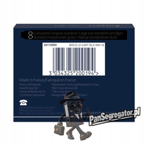 Naboje WATERMAN (8szt.) czarne S0110850