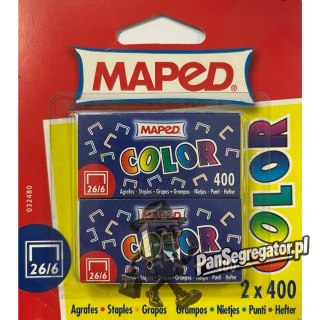 Zszywki 26/6 kolorowe 2x400szt. 0324806 MAPED