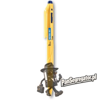 Długopis automatyczny 1mm niebieski, żółta obudowa KD708-NY TETIS