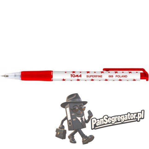 Długopis automatyczny GWIAZDKI czerwony 0,5mm TO-069 TOMA