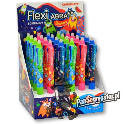 Długopis ścieralny 3 kolorowy FLEXI ABRA 3 COLORS TT8498 niebieski,zielony,czarny PENMATE