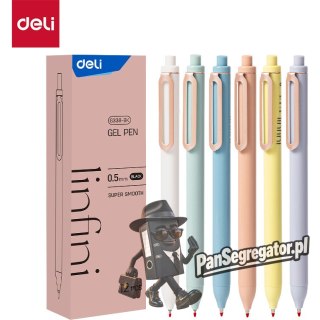 Długopis żelowy Super Smooth czarny Linfini mix kolorów obudowy EG338-BK DELI