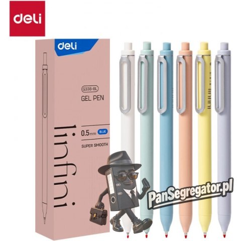 Długopis żelowy Super Smooth niebieski Linfini mix kolorów obudowy EG338-BL DELI