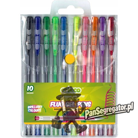 Długopis żelowy fluorescencyjny CRICCO 10kolorów w etui CR816W10 BF
