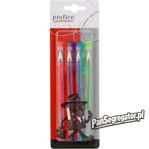 Długopisy żelowe BASIC - FLUORESCENCYJNE 4 kolory blister KPLGA1030 PROFICE