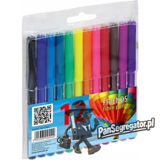 Flamastry FRIENDS fibre pens 12kolorów 160-1382 GRAND
