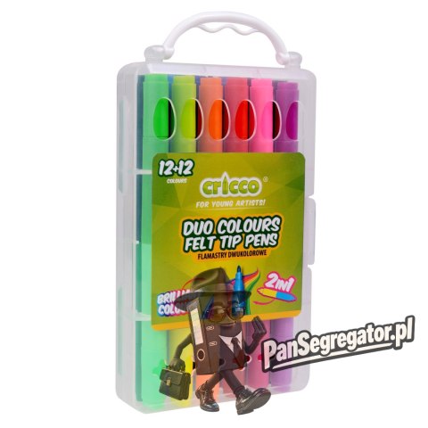 Flamastry dwustronne 12/24kol CRICCO w kasecie CR386K1224