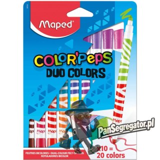 Flamastry dwustronne DUO COLORS 10sztuk - 20kolorów COLORPEPS 847010 MAPED