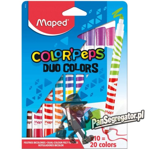 Flamastry dwustronne DUO COLORS 10sztuk - 20kolorów COLORPEPS 847010 MAPED