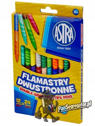 Flamastry dwustronne zestaw 12 sztuk = 24 kolory pisaki mazaki 314118001 ASTRA