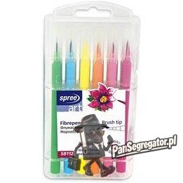 Flamastry pędzelkowe 12 kolorów etui plastikowe SPREE art FLA-58112P-00101
