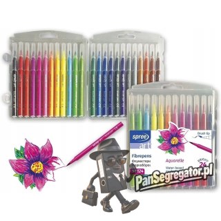 Flamastry pędzelkowe 24 kolory etui plastikowe SPREE art FLA-58124P-00101