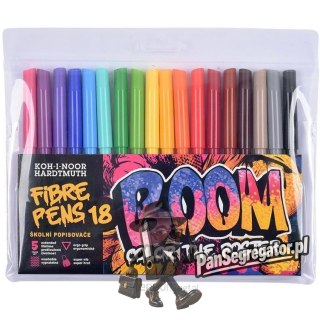 Flamastry szkolne 18 kolorów w etui BOOM 771022AH07TE1204 KOH-I-NOOR
