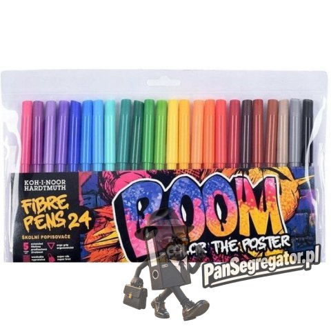 Flamastry szkolne 24 kolory w etui BOOM 771022BD07 KOH-I-NOOR