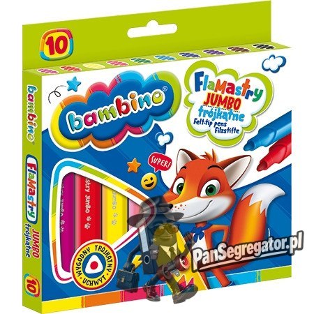 Flamastry trójkątne dla dzieci Jumbo Zestaw 10 kolorów Pisaki Mazaki BAMBINO St.Majewski