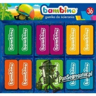 Gumki szkolne do ścierania mazania Display 36 sztuk BAMBINO St.Majewski
