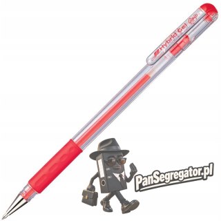 Pióro żelowe PENTEL K116 czerwony z gumowym uchwytem Hybrid Gel Grip