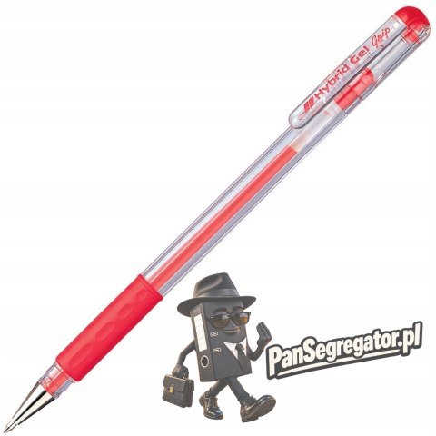 Pióro żelowe PENTEL K116 czerwony z gumowym uchwytem Hybrid Gel Grip
