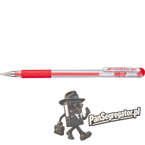 Pióro żelowe PENTEL K116 czerwony z gumowym uchwytem Hybrid Gel Grip
