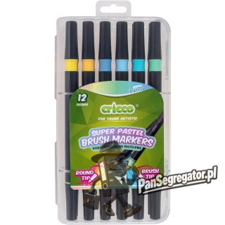 Pisaki pastelowe pędzelkowe dwustronne 12 kolorów CRICCO CR385K12P
