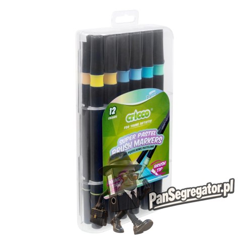 Pisaki pastelowe pędzelkowe dwustronne 12 kolorów CRICCO CR385K12P